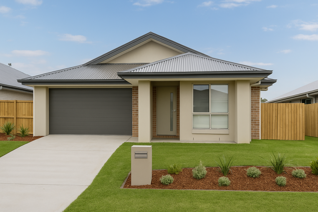Completed turnkey new home package by Fixed Price Builder in Flagstone, Greater Brisbane, ready for first home buyers to m…