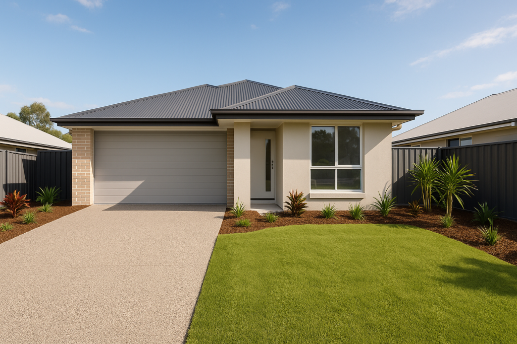 Completed turnkey home package in Everleigh by Fixed Price Builder showing move-in-ready new home with landscaped front yard