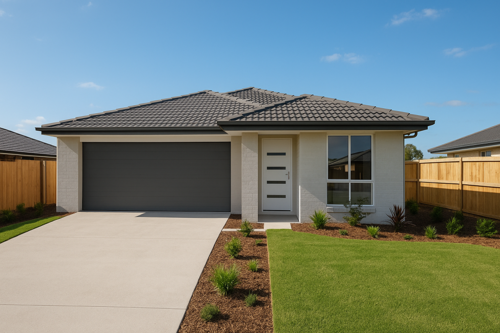 Fixed Price Builder turnkey new home package completed near Shoreline estate Redland Bay with landscaped front yard